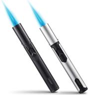 🔥 urgrette 2 pack butane torch lighter set, 6-inch refillable pen lighter with adjustable jet flame - ideal for grill bbq, candle, camping - gas not included (raven & silver) logo