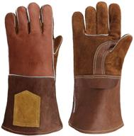 hy082 cowhide leather welding gloves fireplace logo