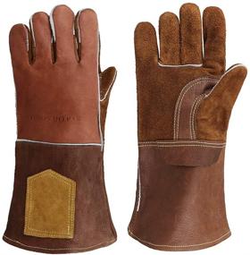 img 4 attached to HY082 Cowhide Leather Welding Gloves Fireplace