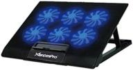 🖥️ xtrempro laptop cooler cooling pad - portable metal mesh, 6 fans with blue led light, 6 levels, up to 17-inch notebook, 2 usb interface with speed control switch, non-slip - black (11149) logo