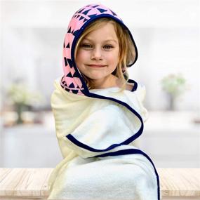 img 3 attached to 🛀 Land Of The Wee - Luxurious Bamboo Hooded Towels for Toddlers to Little Girls - Supremely Absorbent & Soft Bath Wrap - Oversized for up to 55lbs - Free Wet Dry Bag Included