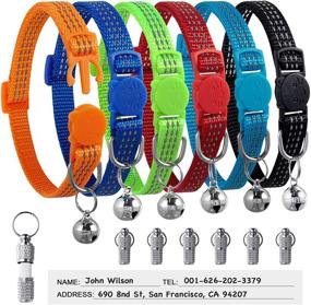 img 4 attached to LLHK Reflective Cat Collars &amp; Name Tags - 6 Pack, Breakaway Safety Kitten Collar with Bell, Adjustable 7&#39;&#39;-12&#39;&#39;, Personalized ID Tag, Pet Supplies &amp; Accessories (12 Pack)