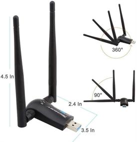 img 2 attached to 🔌 Techkey Wireless USB WiFi Adapter, 1200Mbps Dual Band 2.42GHz/300Mbps 5.8GHz/867Mbps High Gain Dual 5dBi Antennas Network WiFi USB 3.0 for Desktop Laptop - Windows 10/8/7/XP, Mac OS/10.9-10.15 Compatible