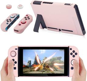 img 2 attached to BRHE Cute Travel Carrying Case for Nintendo Switch / Switch OLED - Accessories Kit with Protective Cover, Tempered Glass Screen Protector, Adjustable Stand, Thumb Grip Caps - 10 in 1 - Switch Pink
