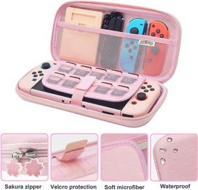 img 3 attached to BRHE Cute Travel Carrying Case for Nintendo Switch / Switch OLED - Accessories Kit with Protective Cover, Tempered Glass Screen Protector, Adjustable Stand, Thumb Grip Caps - 10 in 1 - Switch Pink