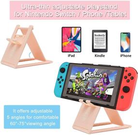 img 1 attached to BRHE Cute Travel Carrying Case for Nintendo Switch / Switch OLED - Accessories Kit with Protective Cover, Tempered Glass Screen Protector, Adjustable Stand, Thumb Grip Caps - 10 in 1 - Switch Pink