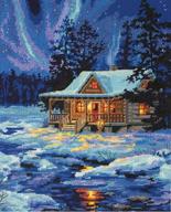 🏞️ capture the beauty of winter: dimensions needlepoint kit, winter sky cabin, 11'' x 14'' logo