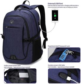 img 3 attached to SHRRADOO Anti-Theft Laptop Backpack with USB Charging Port for Women and Men - Royal Blue, Fits 15.6-Inch Laptop - Ideal for Travel, School, College Students, and Bookbag Use