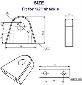 img 3 attached to 🏔️ Mountainpeak Heavy-Duty Shackle Clevis Mount Bracket, Bolt-on/Weld-on, for 1/2'' Shackle