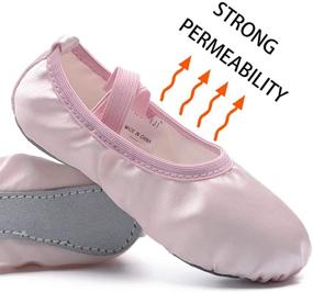 img 1 attached to Satin Ballet Shoes for Girls, Toddlers, Kids, and Women - Full Sole Ballet Slippers with Ribbon, Ideal for Ballet Practice and Dance