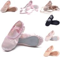 satin ballet shoes for girls, toddlers, kids, and women - full sole ballet slippers with ribbon, ideal for ballet practice and dance logo