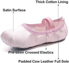 img 2 attached to Satin Ballet Shoes for Girls, Toddlers, Kids, and Women - Full Sole Ballet Slippers with Ribbon, Ideal for Ballet Practice and Dance