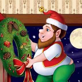 img 1 attached to 🎅 Полиэтиленовая дверная накладка Multicolored Beistle с принтом эльфов - праздничное новогоднее украшение для внутренних или наружных вечеринок - размер 30" x 5