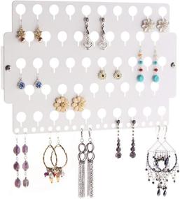 img 4 attached to 📌 White Acrylic Wall Mount Stud Dangle Earring Holder: Hanging Jewelry Organizer Display Closet Post Earing Jewelry Storage Rack