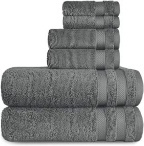 img 4 attached to 🛁 Plush TRIDENT Towel Set, 650 GSM Cotton Modal Blend, Super Absorbent & Soft - 6 Pc Set (Metal Gray)