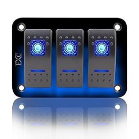 img 2 attached to 🧨 FXC Rocker Switch Aluminum Panel 3 Gang Toggle Switches Dash 5 Pin ON/Off 2 LED Backlit for Boat Car Marine Blue" --> "FXC Rocker Switch Panel - Aluminum 3 Gang Toggle Switche...
