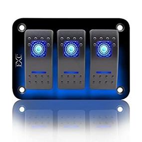 img 4 attached to 🧨 FXC Rocker Switch Aluminum Panel 3 Gang Toggle Switches Dash 5 Pin ON/Off 2 LED Backlit for Boat Car Marine Blue" --> "FXC Rocker Switch Panel - Aluminum 3 Gang Toggle Switche...