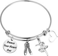 🩰 pliti dance teacher ballet dancer gift: dance your heart out with the ballerina bracelet - pink ballet shoe bangle for dance recitals logo