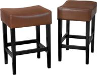 🪑 lopez hazelnut leather counter stools by christopher knight home - set of 2, backless логотип