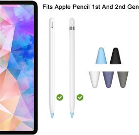 img 2 attached to 🖊️ Silicone Nibs Caps for Apple Pencil 1st and 2nd Gen, MENKARWHY Noiseless Tip Covers - 95pk (Black+White+Blue+Grey+Lavender Grey)