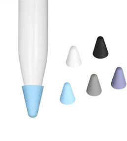 img 4 attached to 🖊️ Silicone Nibs Caps for Apple Pencil 1st and 2nd Gen, MENKARWHY Noiseless Tip Covers - 95pk (Black+White+Blue+Grey+Lavender Grey)