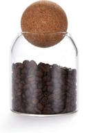 multipurpose 550ml round cork glass bottle: 🍶 nut & coffee bean storage jar, sealed & transparent логотип