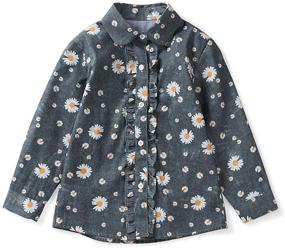 img 4 attached to Little Casual Sleeeve Button Blouse Girls' Clothing