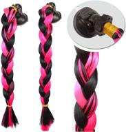 🎀 pink and black hai hong helmet ponytail for motorcycle and bicycle helmets - suction cup reusable design, 14-inch, 2pcs (helmet not included) logo