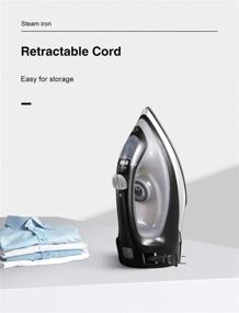 img 2 attached to ⚡️ 1700W Professional Steam Iron with Retractable Cord, Adjustable Temperature and Steam Control, Nonstick Soleplate, Anti-Drip & Self-Clean Feature