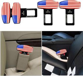 img 1 attached to Enhance Safety and Comfort with our 4-Pack Flag Car Seat Belt Clips