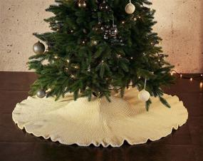 img 2 attached to 🎄 Kunyida 48 Inches Ivory Knitted Plain Christmas Tree Skirt - Elegant Holiday Décor Must-Have