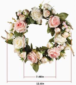 img 3 attached to Handmade Pink Peony Flower Wreath: Stunning Artificial Spring Garland for Home Decor, Weddings & More!