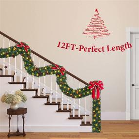 img 3 attached to 🎄 Sparkling 12 Ft Christmas Garland: Artificial Xmas Greenery with 100 Lights, Pine Cones, and Red Berries for Indoor/Outdoor Decoration