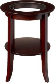 img 3 attached to 🪑 Wood Genoa End Table by Frenchi Furniture: Round Side/Accent Table with Inset Glass in Espresso Finish