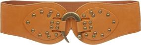 img 2 attached to 👗 Chic Women's 4" Wide High Waist Elastic Stretchy Studded Hook Belt - Trendy and Practical Accessory!