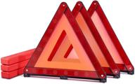 mysbiker emergency warning triangles: 3 pack foldable reflective triangles for roadside safety with case logo