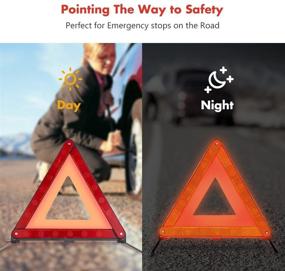 img 2 attached to MYSBIKER Emergency Warning Triangles: 3 Pack Foldable Reflective Triangles for Roadside Safety with Case