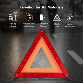 img 1 attached to MYSBIKER Emergency Warning Triangles: 3 Pack Foldable Reflective Triangles for Roadside Safety with Case