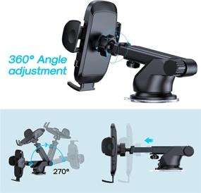 img 1 attached to 📱 Universal Long Arm Suction Phone Mount for Car Windshield & Dashboard - Compatible with iPhone & Samsung Galaxy (Black)