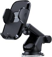 📱 universal long arm suction phone mount for car windshield & dashboard - compatible with iphone & samsung galaxy (black) logo