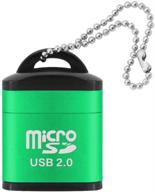 📱 cotchear mini usb 2.0 card reader micro sd card adapter for tf/microsd cards high-speed reading cardreader with plastic lid key ring (green) logo