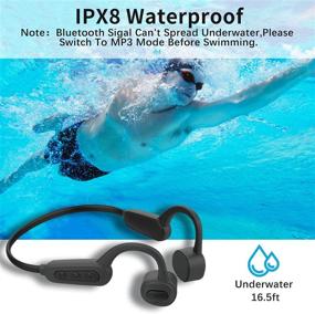 img 2 attached to 🏊 Непромокаемые беспроводные костные проводящие наушники: беспроводной Bluetooth с открытым ухом, микрофон, IPX8, 16 ГБ спортивный MP3-плеер. Идеально подходит для плавания, бега, дайвинга, велосипедных прогулок, тренировок в зале.