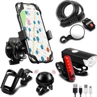 🚲 complete sodpe 7 bicycle accessory set: usb rechargeable lights, data cable, password lock, bottle cage, phone holder, mirror, and bell logo