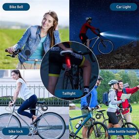 img 2 attached to 🚲 Complete SODPE 7 Bicycle Accessory Set: USB Rechargeable Lights, Data Cable, Password Lock, Bottle Cage, Phone Holder, Mirror, and Bell