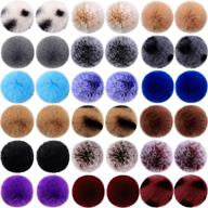 🎨 diy faux fur pom pom balls: 36 pieces with elastic loop for hat, shoes, scarves & more - 18 colors, 2 pieces per color logo