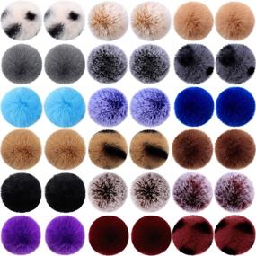 img 4 attached to 🎨 DIY Faux Fur Pom Pom Balls: 36 Pieces with Elastic Loop for Hat, Shoes, Scarves & More - 18 Colors, 2 Pieces Per Color