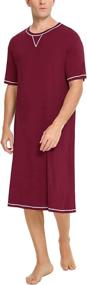 img 1 attached to Men's Crewneck Nightgown: SWOMOG Sleepwear Nightshirt for Optimal Comfort