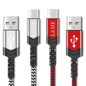 img 4 attached to 🔽 L&amp;HE 2 Pack 10FT Charger Cable for PS4 Slim/Pro, Xbox One S/X Controller, Android Phones - Red &amp; White