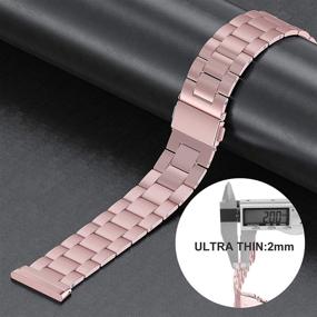 img 1 attached to Wearlizer Stainless Steel Ultra-Thin Fitbit Versa 3 Bands for Women and Men - Rose Gold