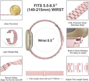img 3 attached to Wearlizer Stainless Steel Ultra-Thin Fitbit Versa 3 Bands for Women and Men - Rose Gold